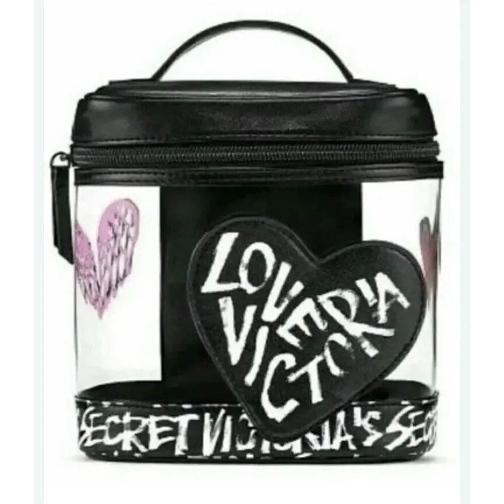 Victoria’s Secret graffiti heart wings VS make up bag/train case